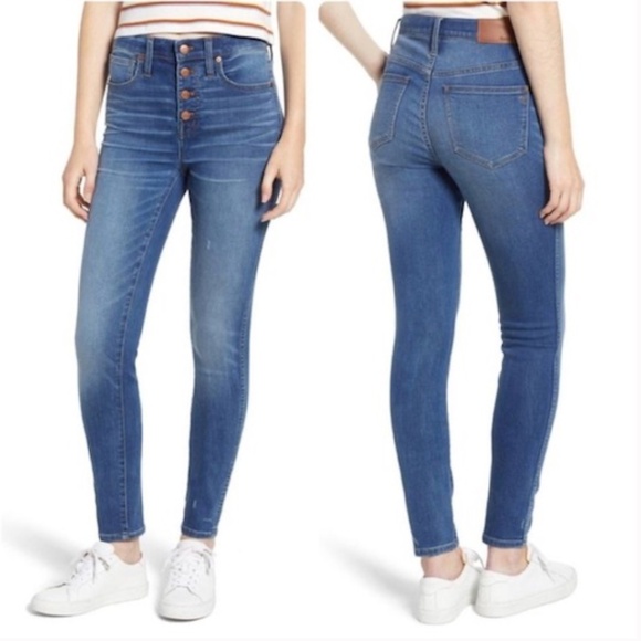 Madewell 10" High Rise Skinny Exposed Button Fly Medium Wash Size 27P - Picture 1 of 15